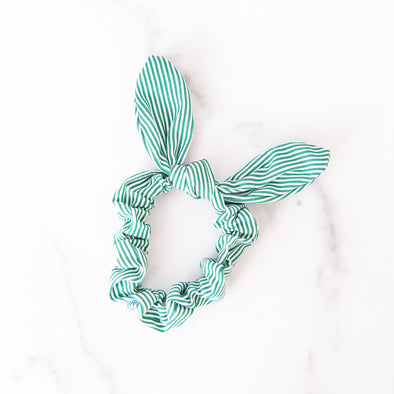 Green and White Scrunchie