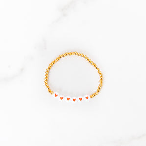 Orange Heart Gold Beaded Bracelet