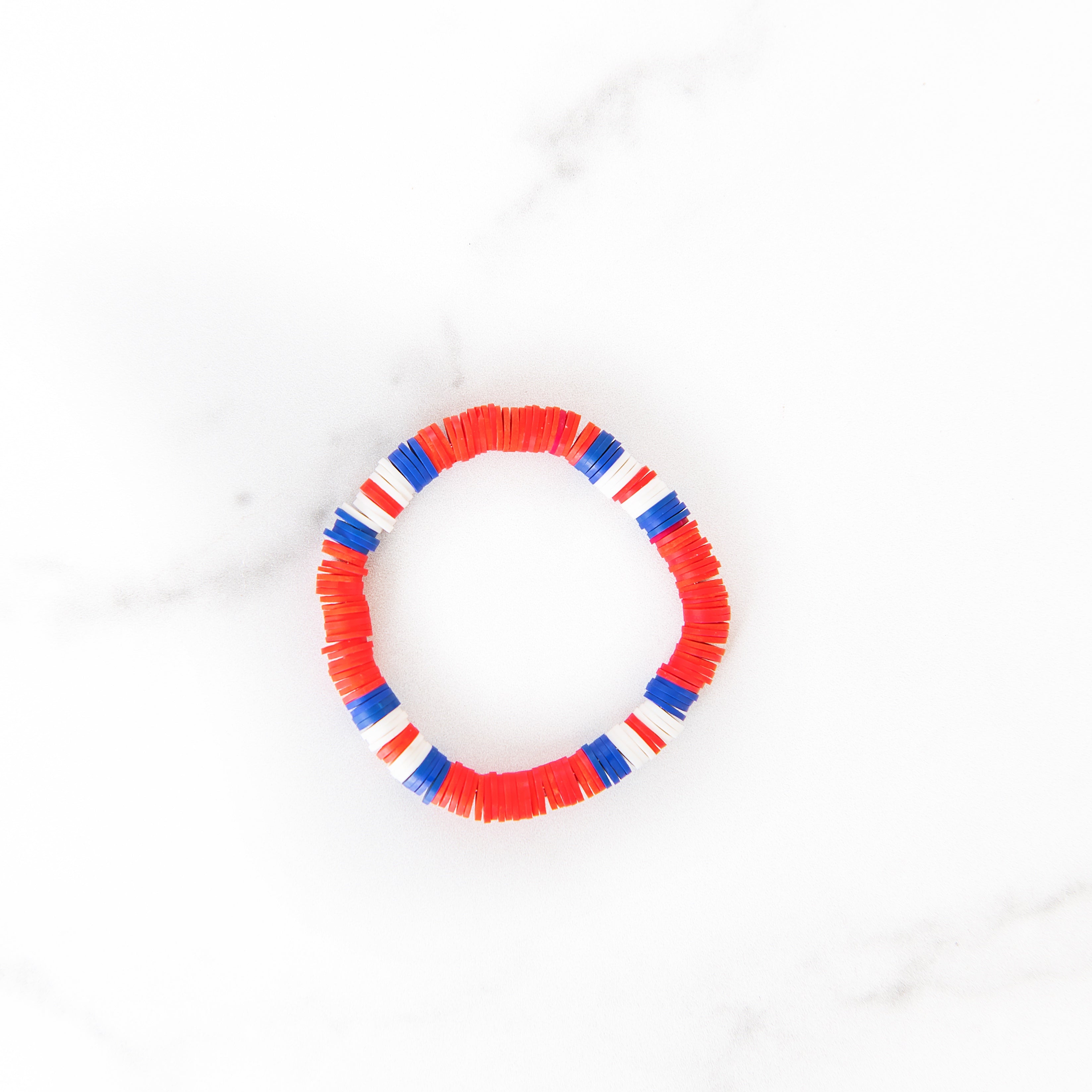 Red + Blue and White Polymer Clay Bracelet