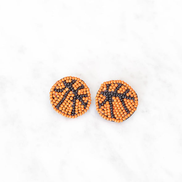 Beaded Basketball Stud Earrings