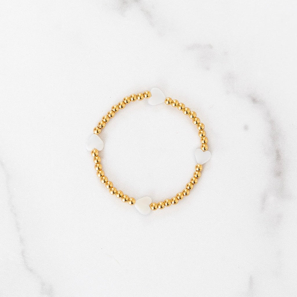 Pearl LOVE Gold Beaded Bracelet – Golden Thread,