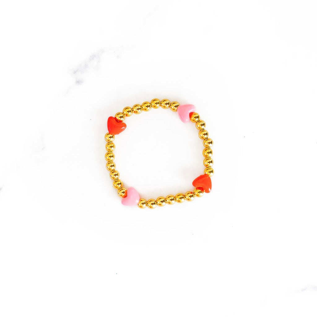 Orange Heart Gold Beaded Bracelet – Golden Thread, Inc.