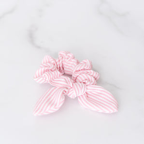 Pink and White Seersucker Scrunchie