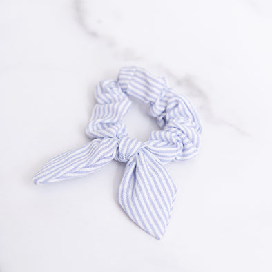 Blue and White Seersucker Scrunchie
