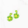 Green Daisy Drop Earrings