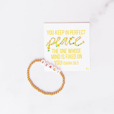 PEACE | Gold Beaded Bracelet