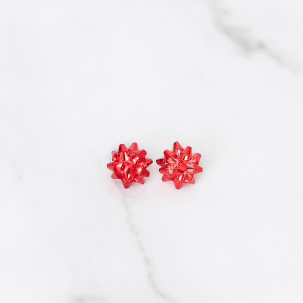 Merry & Bright Bow Studs | Red