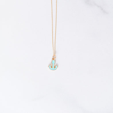 Turquoise Anchor Charm Necklace