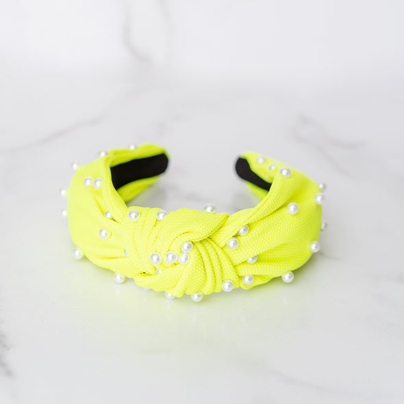 Neon Yellow Pearl Headband