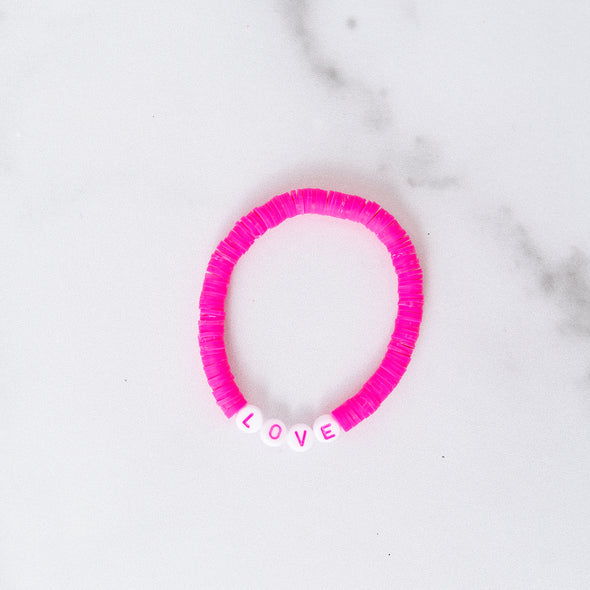 Neon Pink LOVE Bracelet – Golden Thread, Inc.