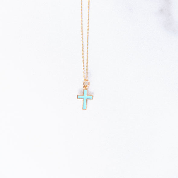 Turquoise Cross Charm Necklace