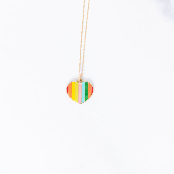 Rainbow Heart Charm Necklace