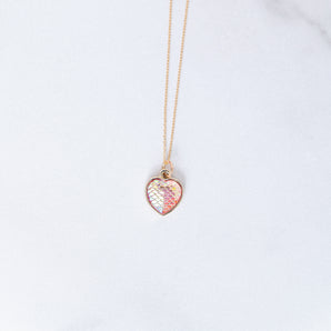 Pink Mermaid Heart Charm Necklace