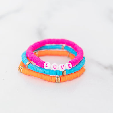 Neon LOVE Bracelet Set