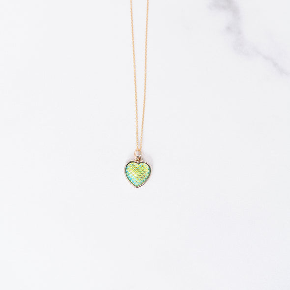 Green Mermaid Heart Charm Necklace
