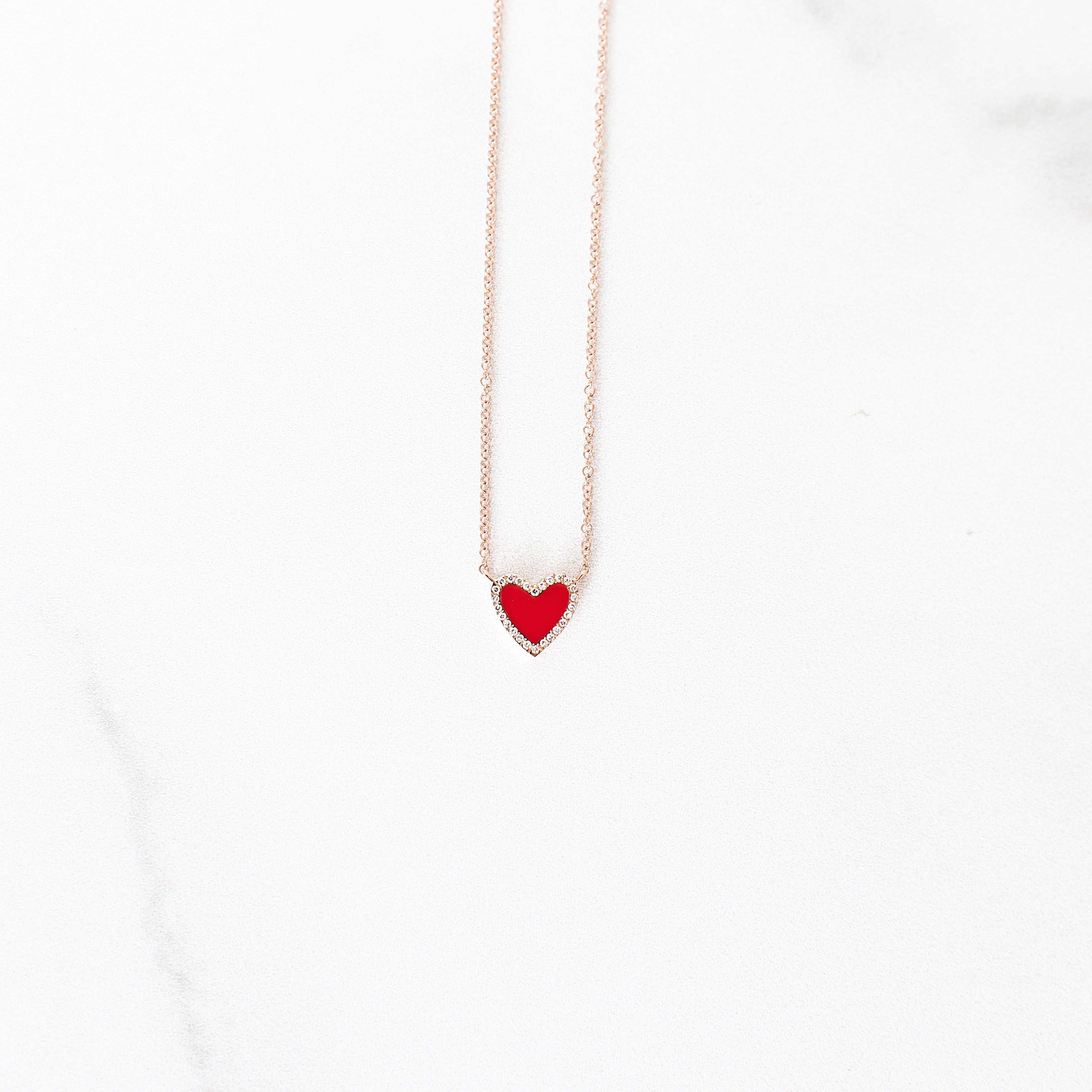 Red Heart Enamel Necklace Gold Vermeil – Lime Tree Design
