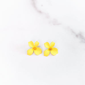 Bright Yellow Tropical Flower Stud Earring