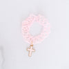 Pink Bracelet with Pink Enamel Cross Charm