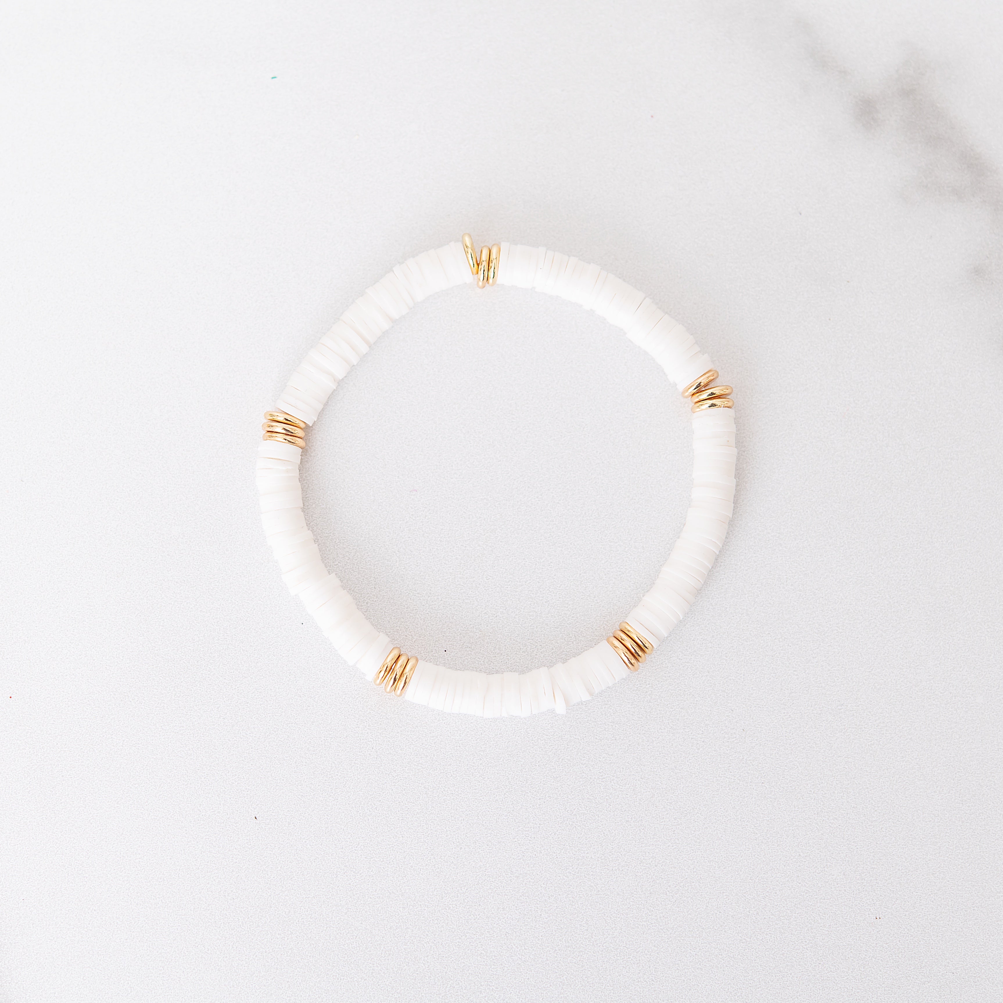 White Polymer Clay Bracelet – Golden Thread, Inc.