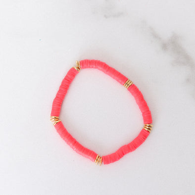 Hot Pink & Red Polymer Clay Bracelet