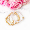 Baroque Pearl and Gold Beaded Stainless Steel Bracelet