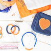 Navy with Orange Heart Jewelry Pouch