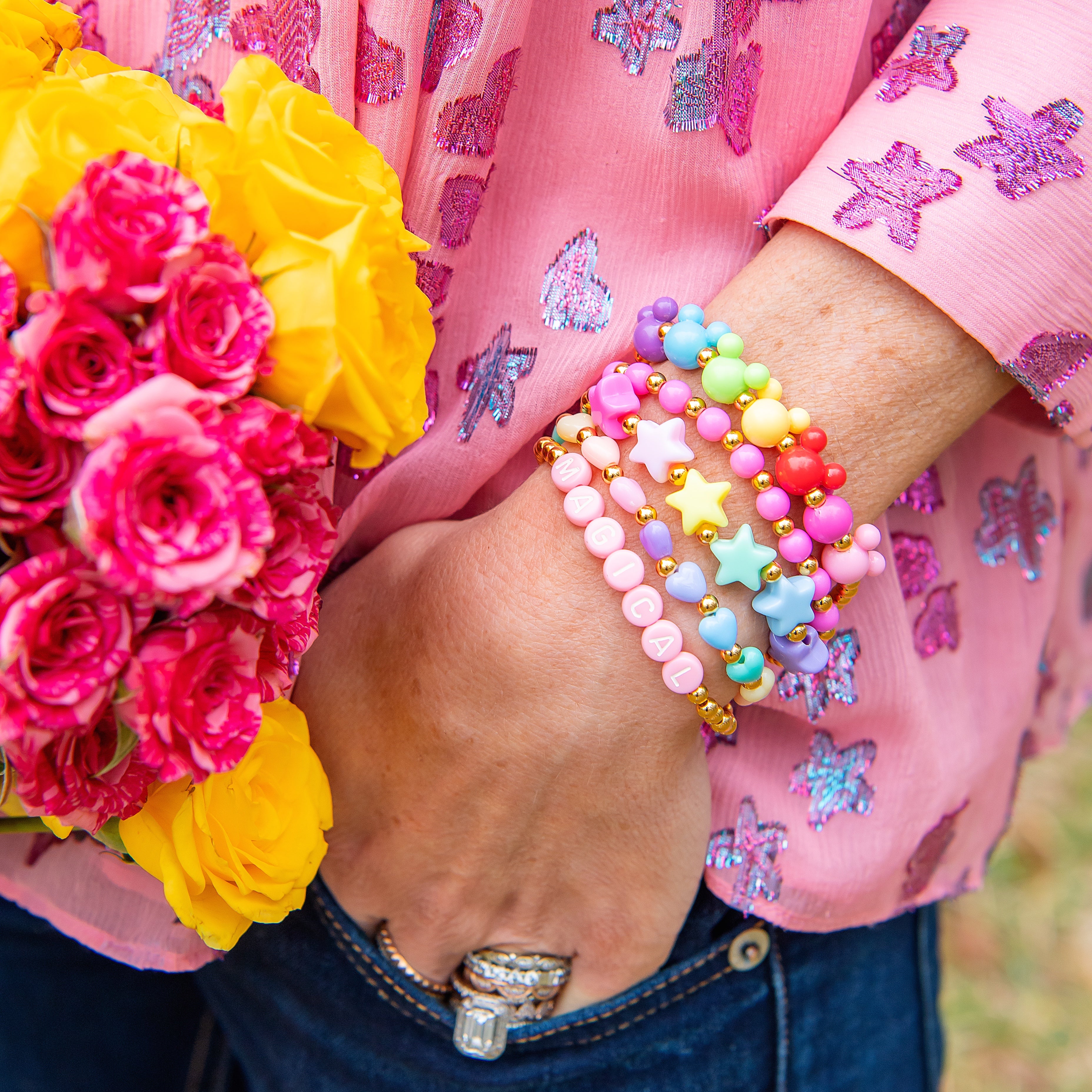 Rainbow Flower Kandi Bracelet