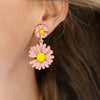 Pink Daisy Drop Earrings