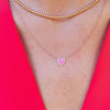 Pink Enamel Diamond Heart Necklace | 14-Karat