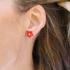 Red Daisy Stud Earrings