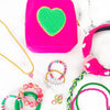 Hot Pink Pouch with Green Heart