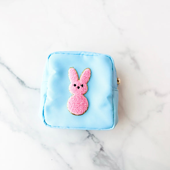 Light Blue Pouch with Pink Peeps Patch