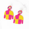 Pink and Yellow Jockey Jacket Earrings