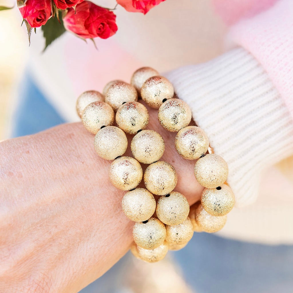Gold Bead Stretch Bracelet 4mm – Kyla Donell