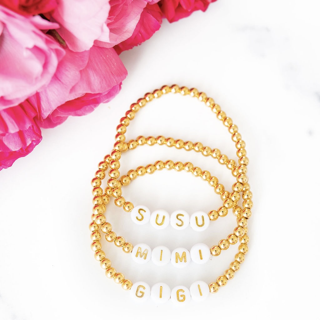 4mm 14k Gold Filled Bead Bracelet with LOVE U Letter Beads – ARM