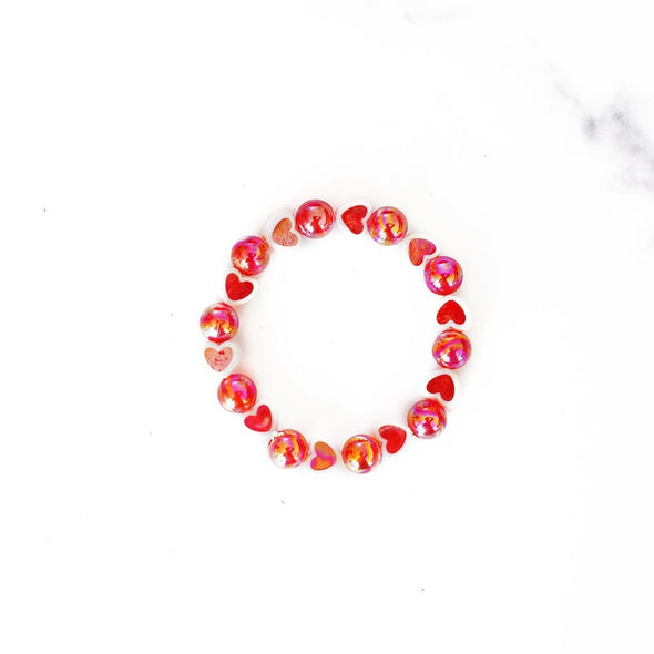 XOXO Heart Beaded Bracelet | Red