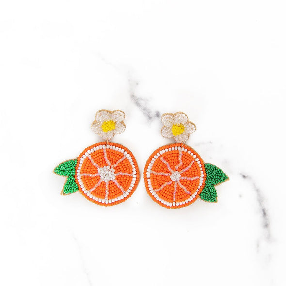 Orange Beaded Earrings
