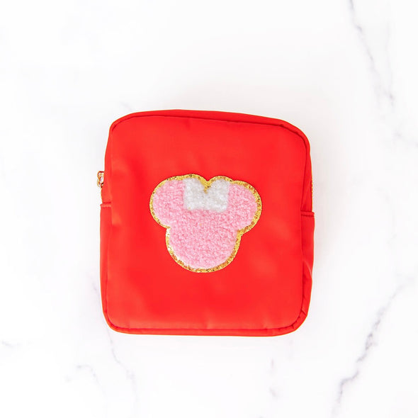 Red Pouch with Pink Mouse Patch