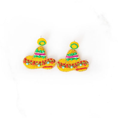 Yellow Sombrero Beaded Earrings