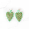 Green Large Heart Beaded Earrings