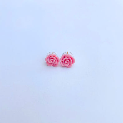 Pink Rose Stud Earrings