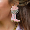 DAZZLE Pink Boot Earrings