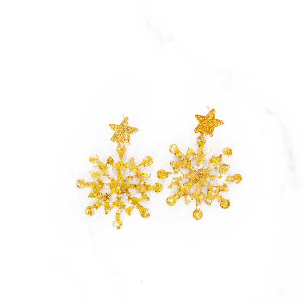 18ct White Gold Open Diamond Snowflake Stud Earrings