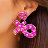 XO Beaded Earrings | Hot Pink