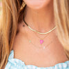 Pink Personalized Enamel Heart Necklace | 14-Karat