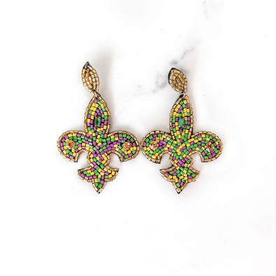 Mardi Gras Fleur de Lis Earrings