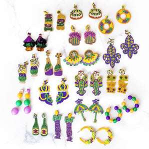 Mardi Gras Royalty Beaded Earrings