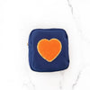 Navy with Orange Heart Jewelry Pouch