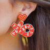 XO Beaded Earrings | Red
