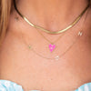 Pink Personalized Enamel Heart Necklace | 14-Karat